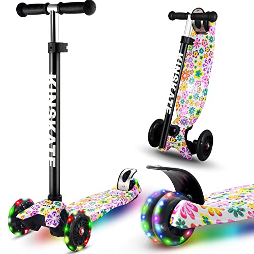 Cutemelo Trotinette Enfant 3 Roues de 3 à 12 Ans Trottinette Trois Roues avec LED Lumières Clignotantes et Guidon Réglable en...